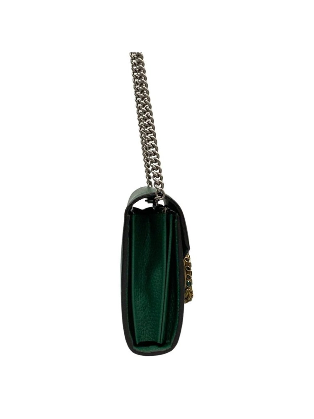 Gucci Shoulder Bag Dionysus Green Chain Removable Strap Line Stone Leather - Picture 2 of 15